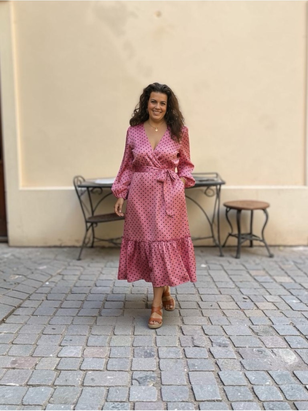 Anthropologie Ryegrass Dusty Rose Polka Dot Maxi Dress Size 1X